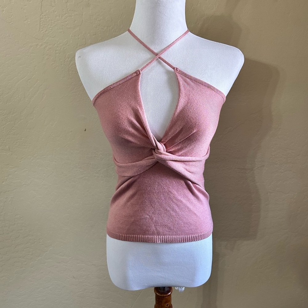 NWT Missguided Dusty Rose Twisted Front Top